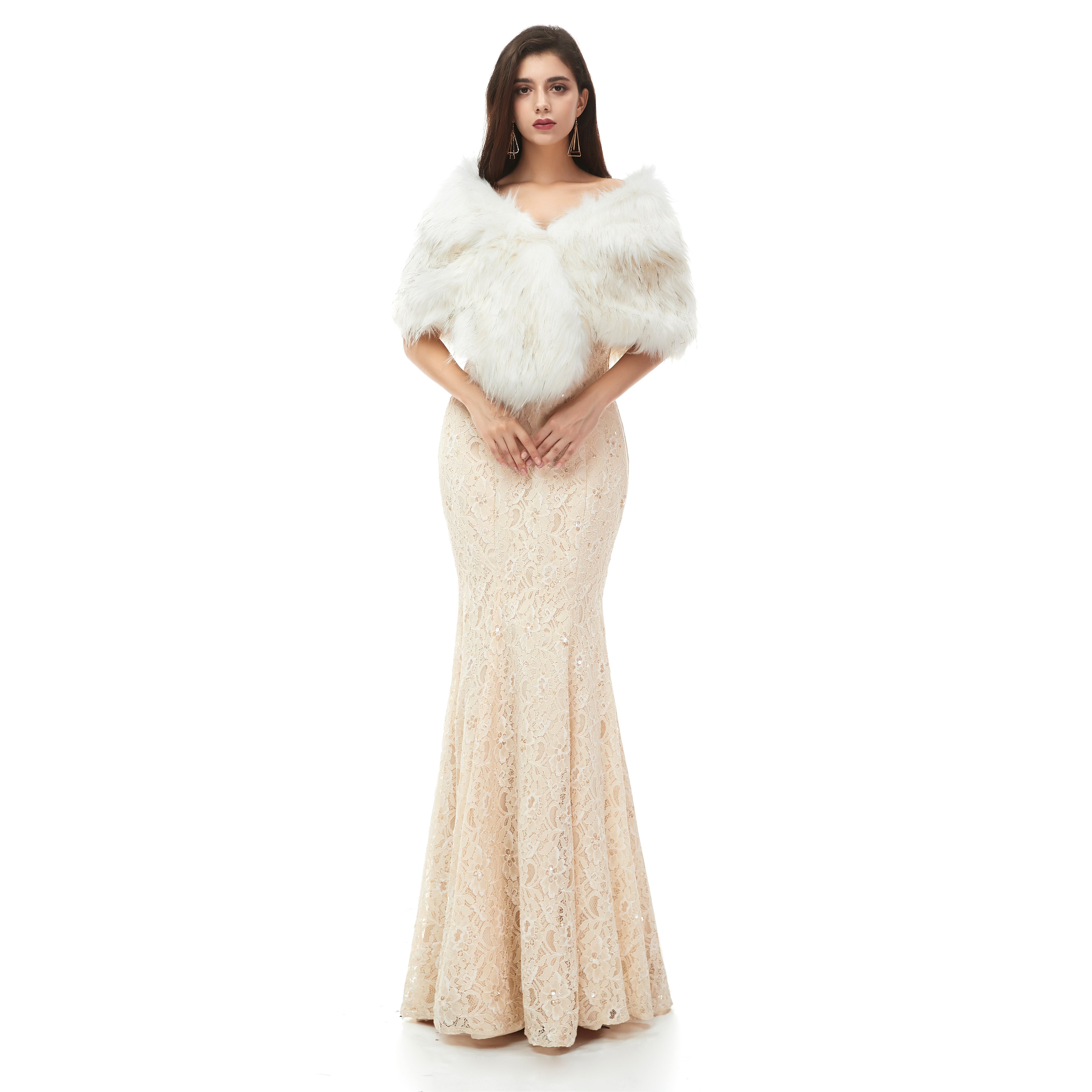 JaneVini Women Shrugs Faux Fur Wraps Formal Winter Warm Bridal Cape Bolero Evening Wraps Wedding Stoles Accessories