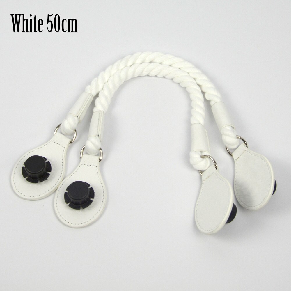 1 paar lange korte zachte witte henneptouw handgrepen met druppels voor o bag obag dames handtas klassieke mini chique stad stedelijke tas: Witte korte