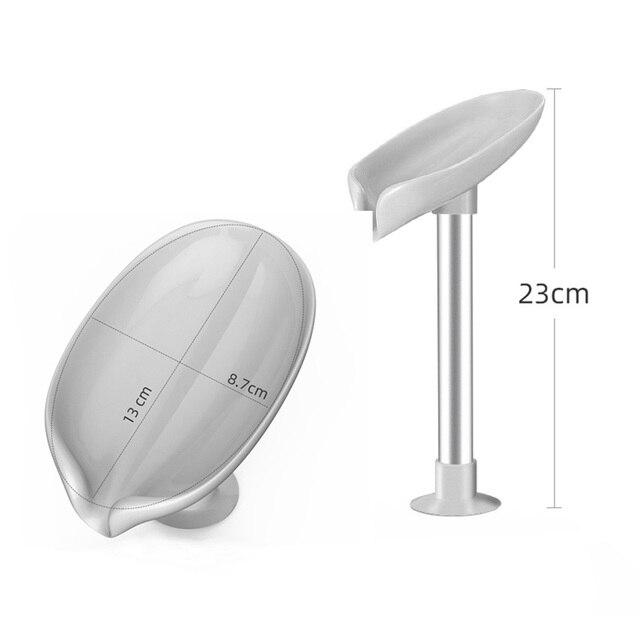 Boîte à savon en forme de feuille, 2 pièces, porte-savon de salle de bain, de toilette, de douche, plateau de rangement pour éponge: Long Grey A