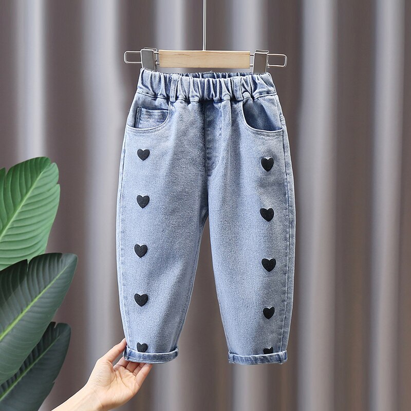1 2 3 4 5 6 anni vestiti per bambini per bambina amore pantaloni in denim per bambini primaverili abbigliamento per bambini per bambini pantaloni per jeans con elastico per bambini