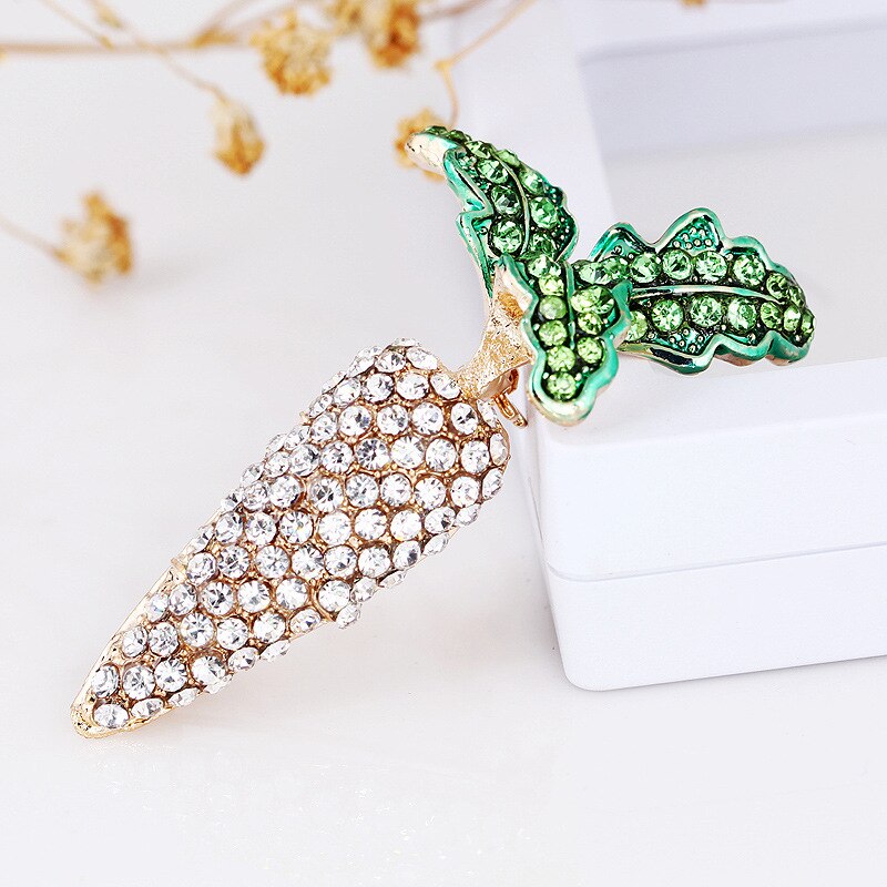 Opalen strass legering wortel groente broche speld broche accessoires unisex broche