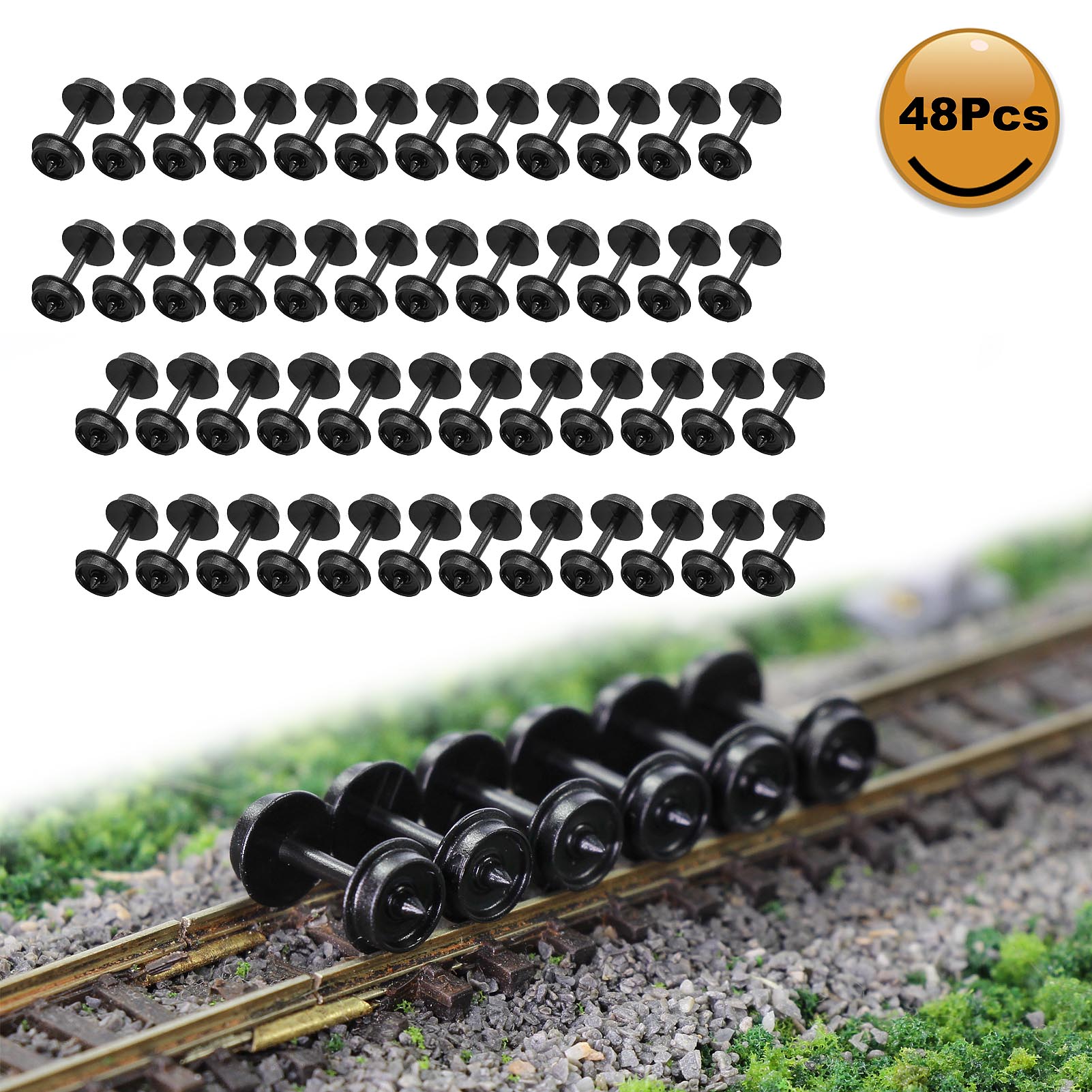 24pcs/48pcs N Scale 1:160 POM Plastic 33&#39;&#39; Wheels for Model Train 33In Wheel set HP28N: 48pcs