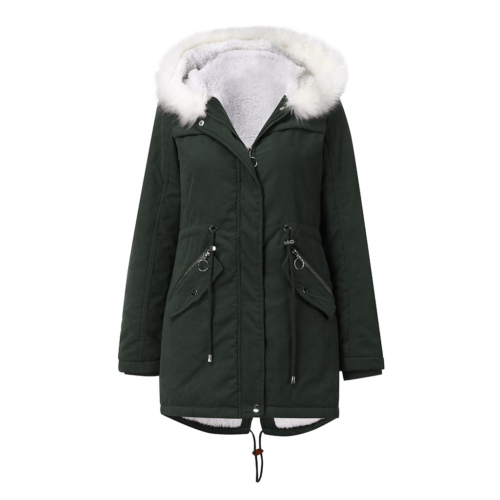 Capuche hiver Parka grande taille femmes épais fille neige manteau coton veste Long pardessus rue femme solide haut pour femme # G30: Green / XXL