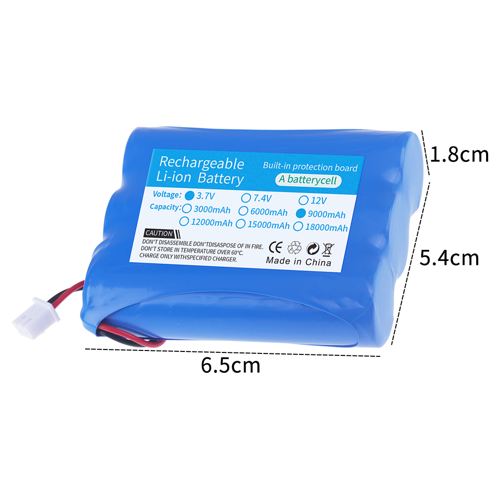 Lithiumbatterie 3,7 V 18650 mit XH2.54-2P-Stecker 3000/6000/12000 mAh wiederaufladbarer Akku zum Angeln LED-Licht Bluetooth-Lautsprecher: Gold