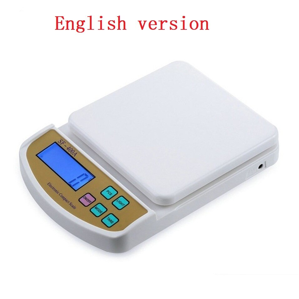 Báscula Digital de cocina, báscula de peso, báscula de equilibrio electrónica, SF-400A botón en inglés, 2/5/10Kg 1g/0,1g