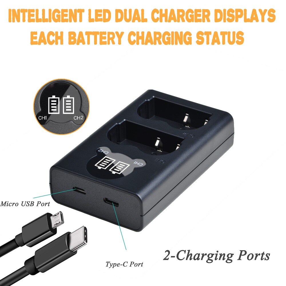 BP-511 Battery Charger with Type-c Port for Canon BP-511A BP 511 EOS 5D 50D 20D 40D 300D 10D 30D 5D Mark I, PowerShot G1 G2 G3