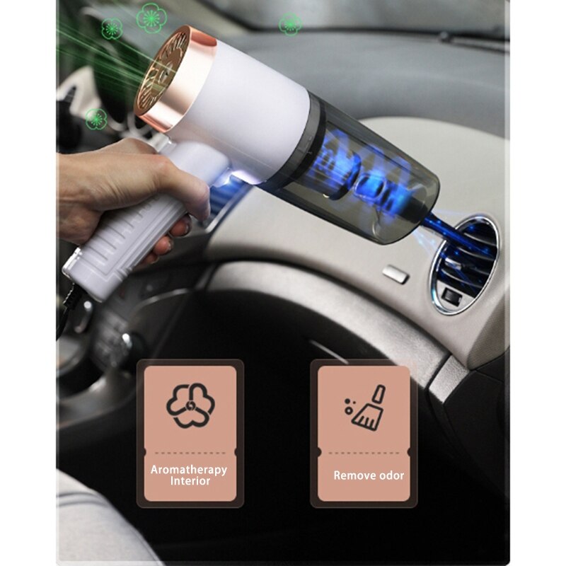12V Car Vacuum Cleaner 120W Wet Dry Dual Use Portable Car Vacuum Cleaner High Power 3 in 1 Aromatherapy Lamp