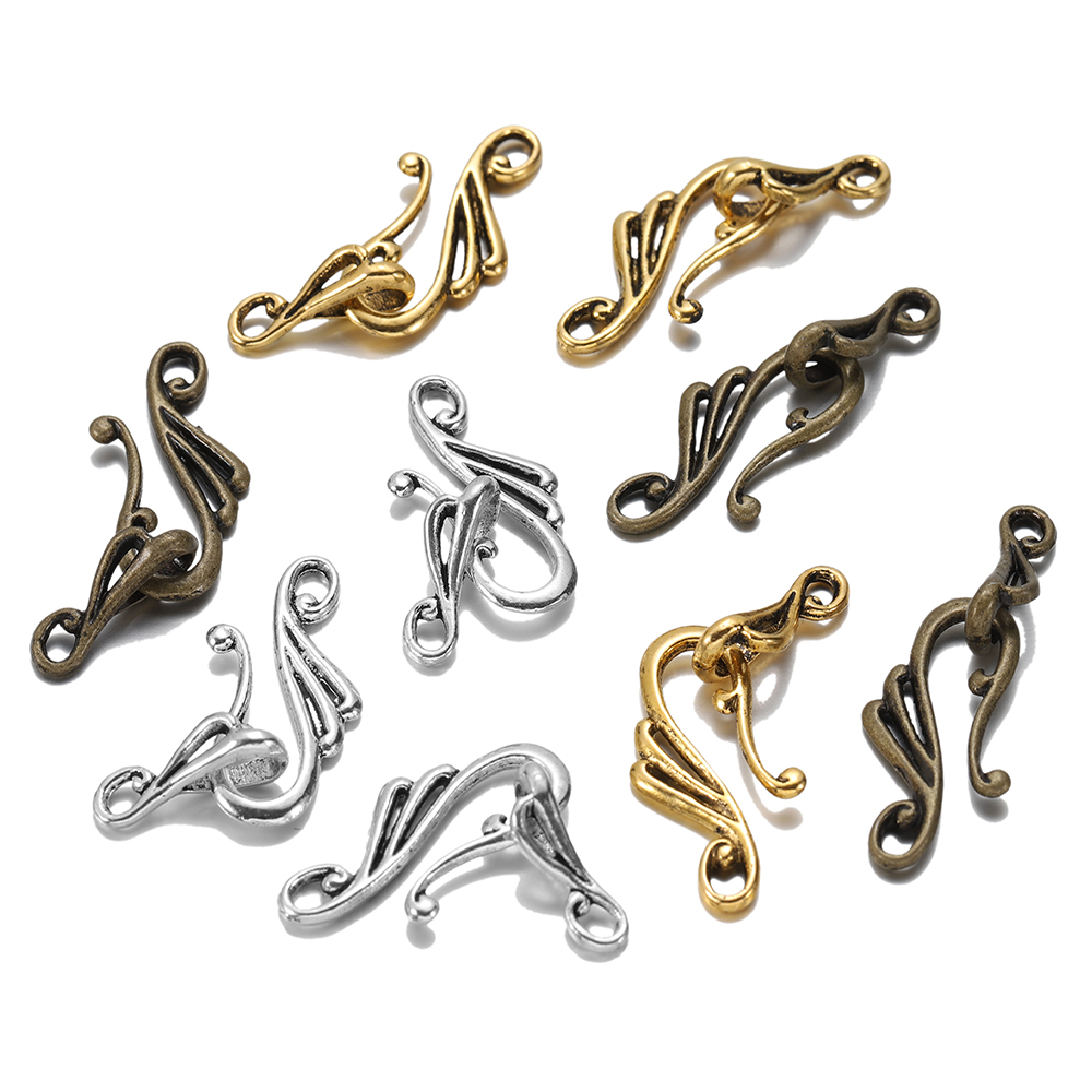 10sets/lot Antique Musical Note Toggle Clasps S Shape Hook Fit Necklace Bracelet for Jewelry Findings Accessories