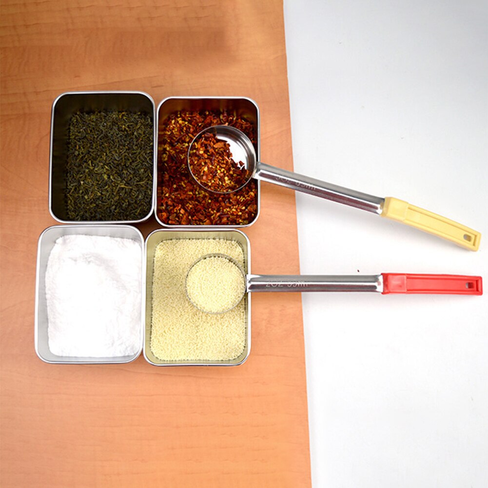 Stainless Steel Sauce Spoon with Long Rubber Handle Anti Flat Bottom Cake Pizza Spread Ladle Measuring Stir Soup Spoon