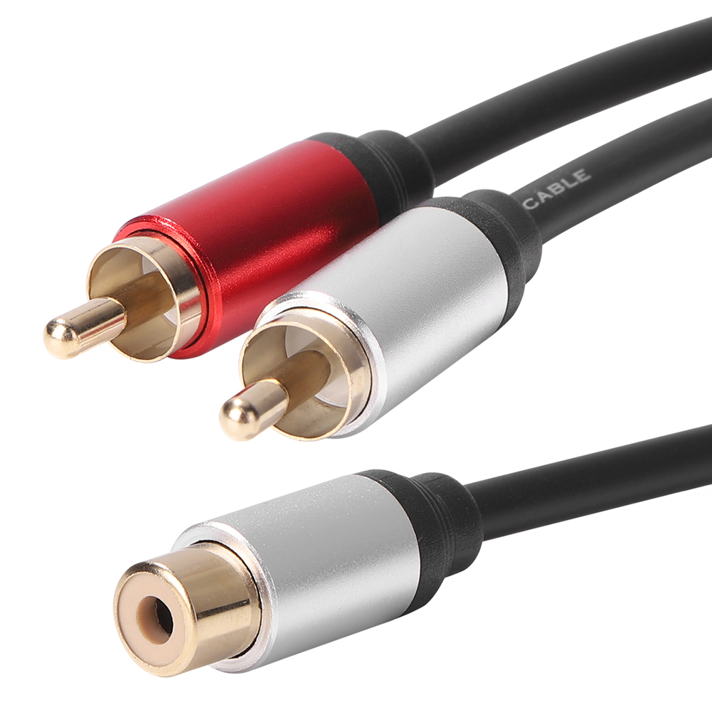 Câble audio en métal pour amplificateur de voiture, 2 RCA mâles vers 1 RCA femelle, câble séparateur Y, haut-parleur stéréo, adaptateur de caisson de basses: Default Title