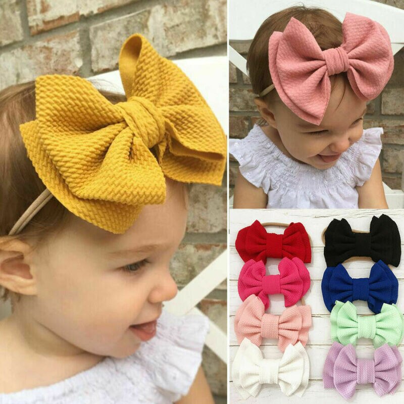 Baby Mädchen Stirnband Großen Bogen Knoten Haarband Turban Kopf Band Neugeborenen Headwrap