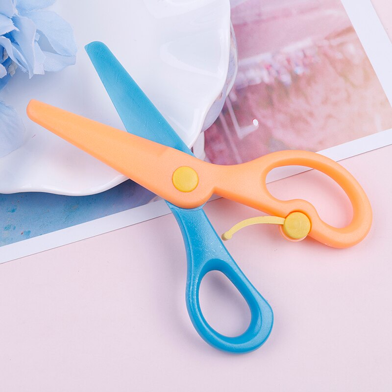 1pcs Plastic Cute Mini Safety Round Head Scissors Student Kids Paper Cutting Kindergarten School Supplies