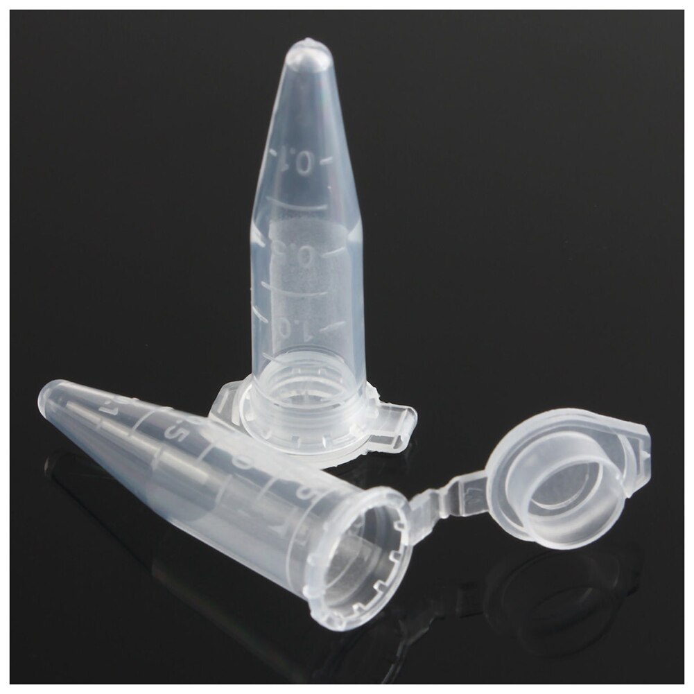 -100PCS 1,5 ml laboratorio Mini tubo de ensayo plástico centrífuga Vial Snap Cap 42x11mm transparente