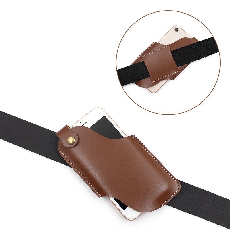 Universal Men Leather Cell Phone Holster Case With Belt Clip Universal Waist Purse Bag With Belt Hole Cellphone Loop Holster Mol