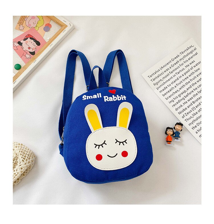 Unisex cartoon print rugzak baby schattige rits schooltas met verstelbare bandjes schattig: Blauw