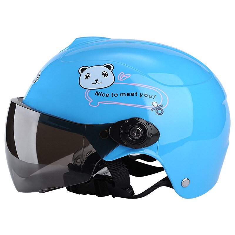 Casco de Motocross de verano para niños, casco de Moto cómodo, cascos de seguridad de dibujos animados para niños, traje para niños de 3 a 9 años: blue