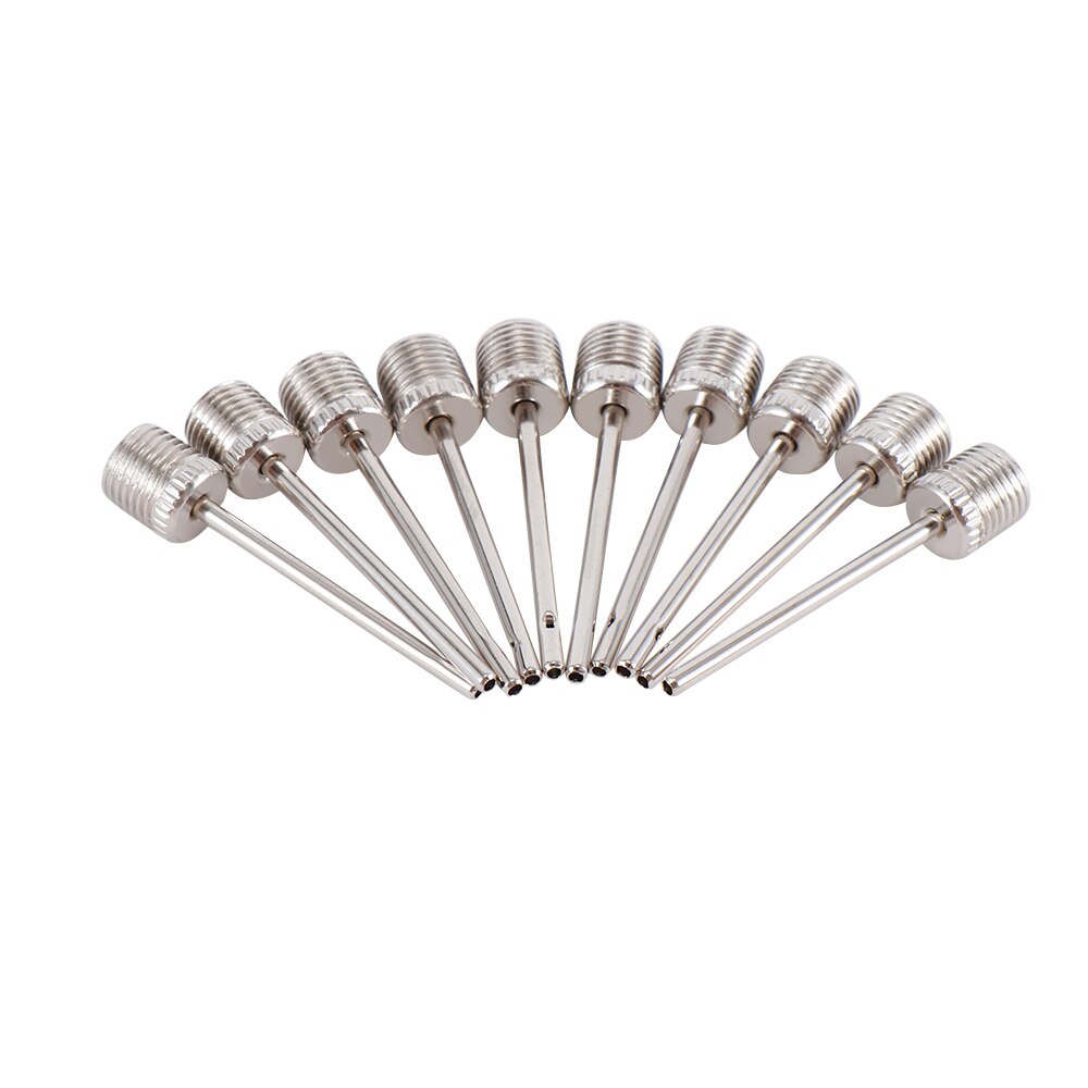 10 st sport boll uppblåsande pump nål för fotboll basket fotboll uppblåsbar luft ventil adapter rostfritt stål pump stift