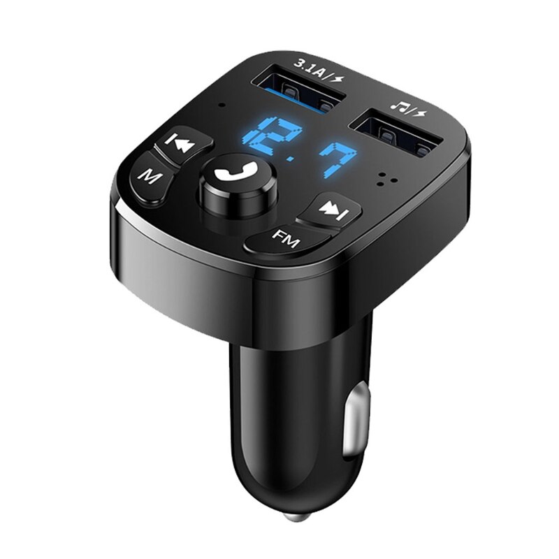 Reproductor MP3 con manos libres para coche, Transmisor FM, puertos USB duales, carga rápida, Bluetooth