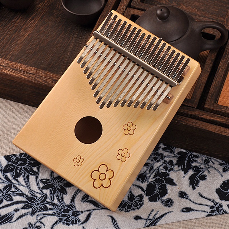Piano de pulgar Kalimba, 17 teclas, portátil, flexible, hecho por una sola tabla, madera de caoba de