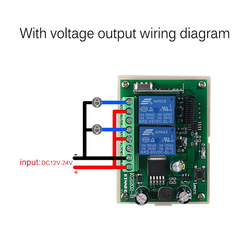 Dc12v 2ch rf trådløs fjernbetjeningskontakt 2- knap sender + modtager 433 mhz velegnet til garage, adgangskontrol