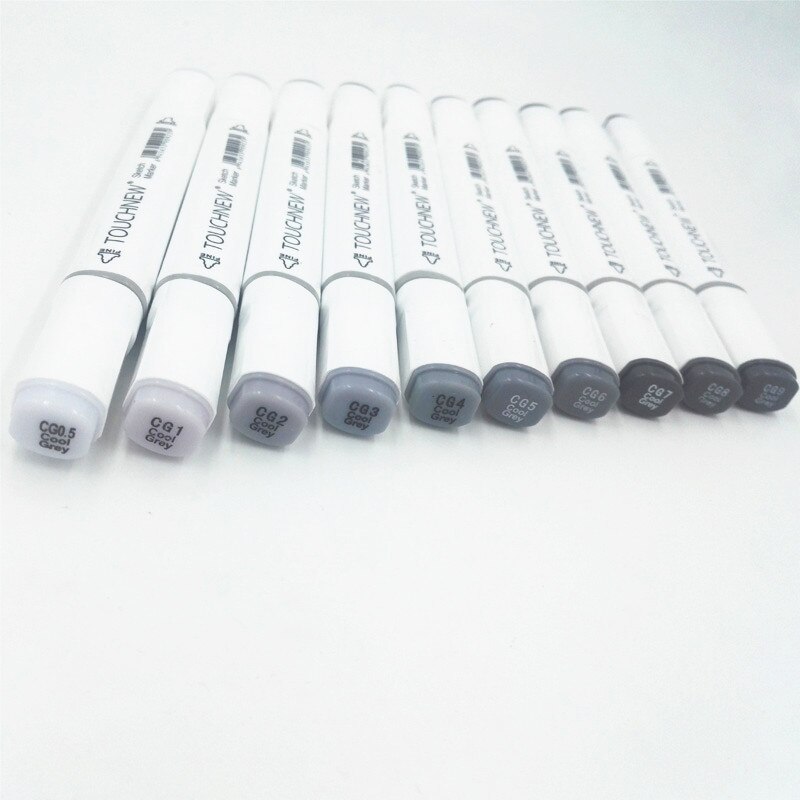 Grayscale Art Marker Pen Double-Ended Sketch Markers Alcohol Based Ink Neutral Gray Tones Art Supplies
