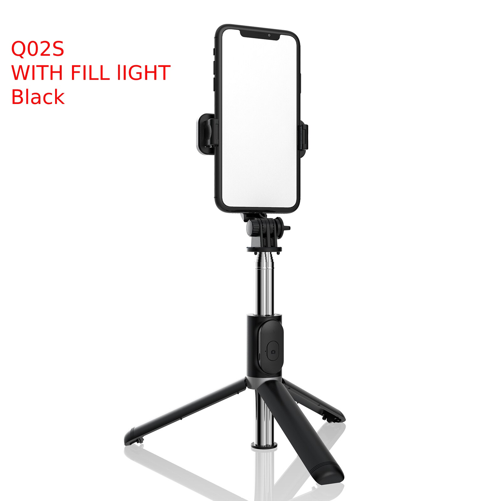 Selfie Stick 3 In 1 Wireless Bluetooth Selfie Stick Foldable Mini Tripod With Fill Light Shutter Remote Control For Ios Android: Black Fill Light