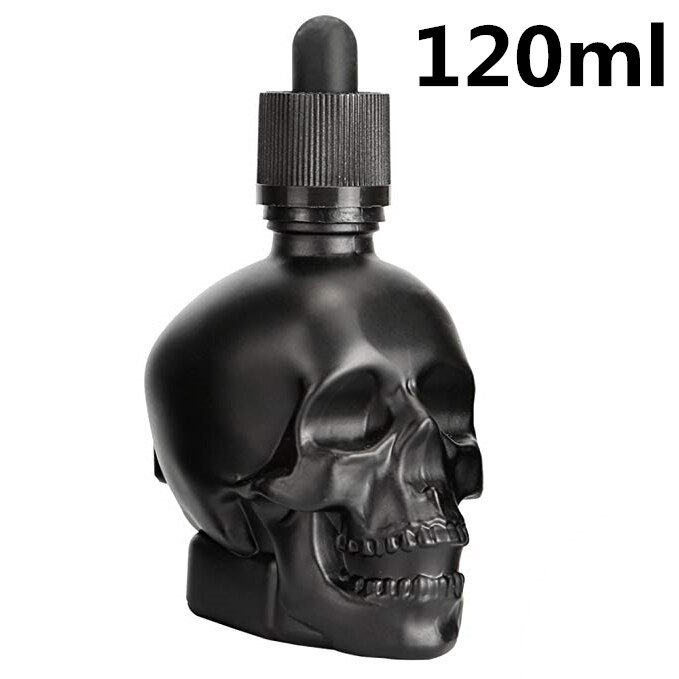 Botella amarga con forma de calavera para niños, frasco con cuentagotas de vidrio, esmerilado, negro, 30ml, 60ml, 120ml: 120ml