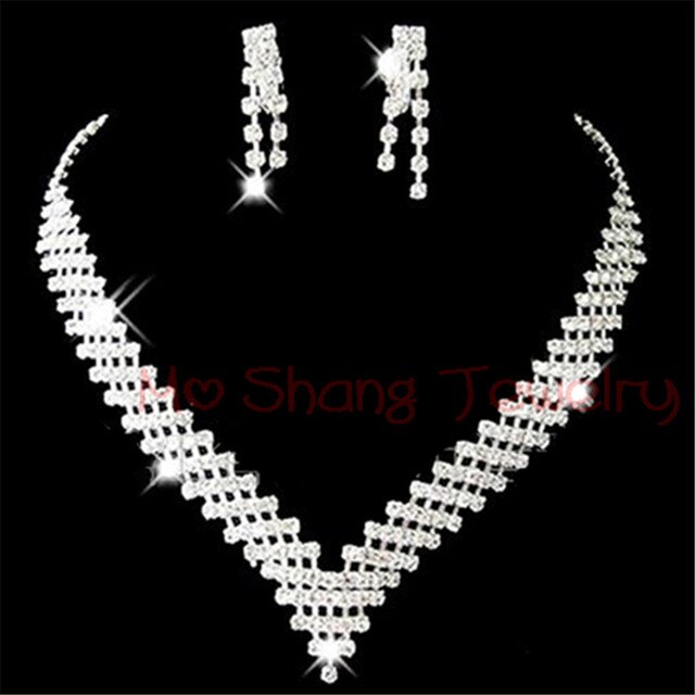 Conjuntos de joias luxuosas de cristal, para casamento, pérolas africanas, cor prata, strass, mulheres, meninas, colar, festa de noivado, presente: 2