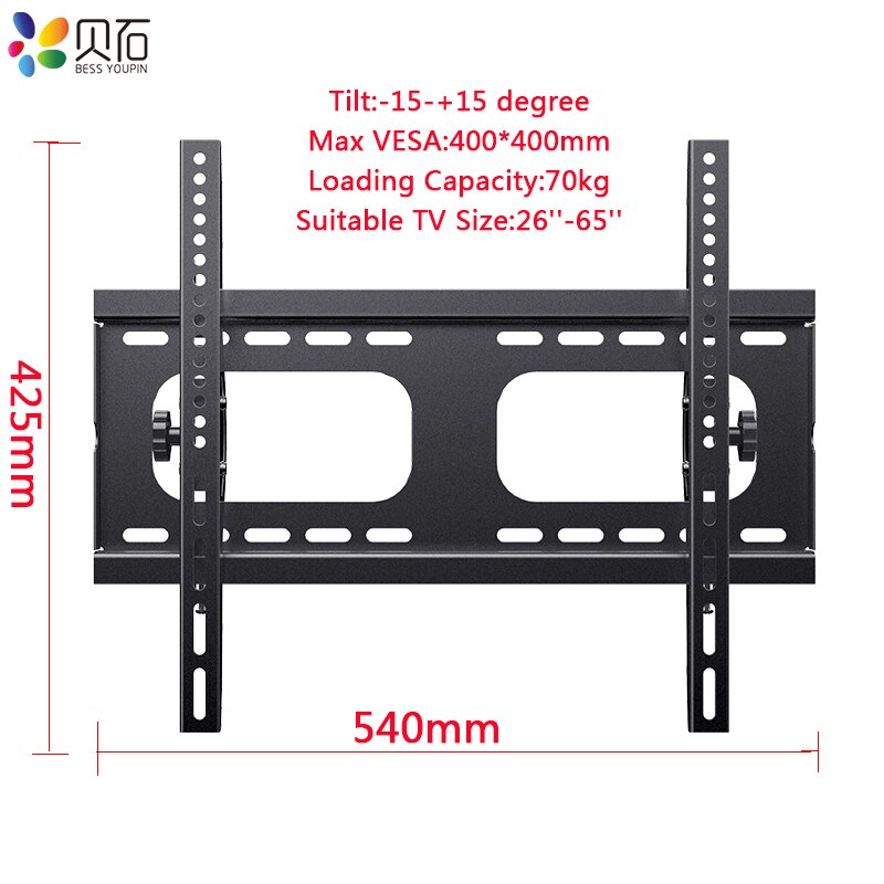 15 graden Tilt Muurbevestiging TV Beugel voor Meest 26-55 inch LED LCD Flat Screen Tv &#39;S tot 154lbs met VESA 100x100mm naar 400x400mm