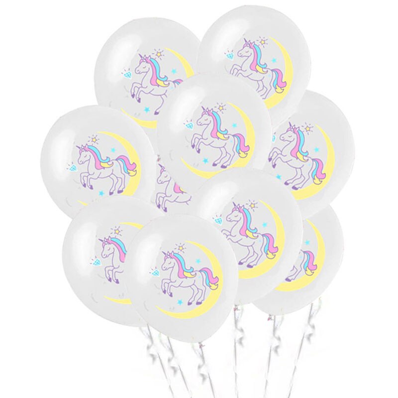 10 stk / parti enhjørning latex ballon piger fødselsdag baby shower konfetti helium balloner hest fødselsdag dåb fest dekoration forsyninger: 10 stk sæt b