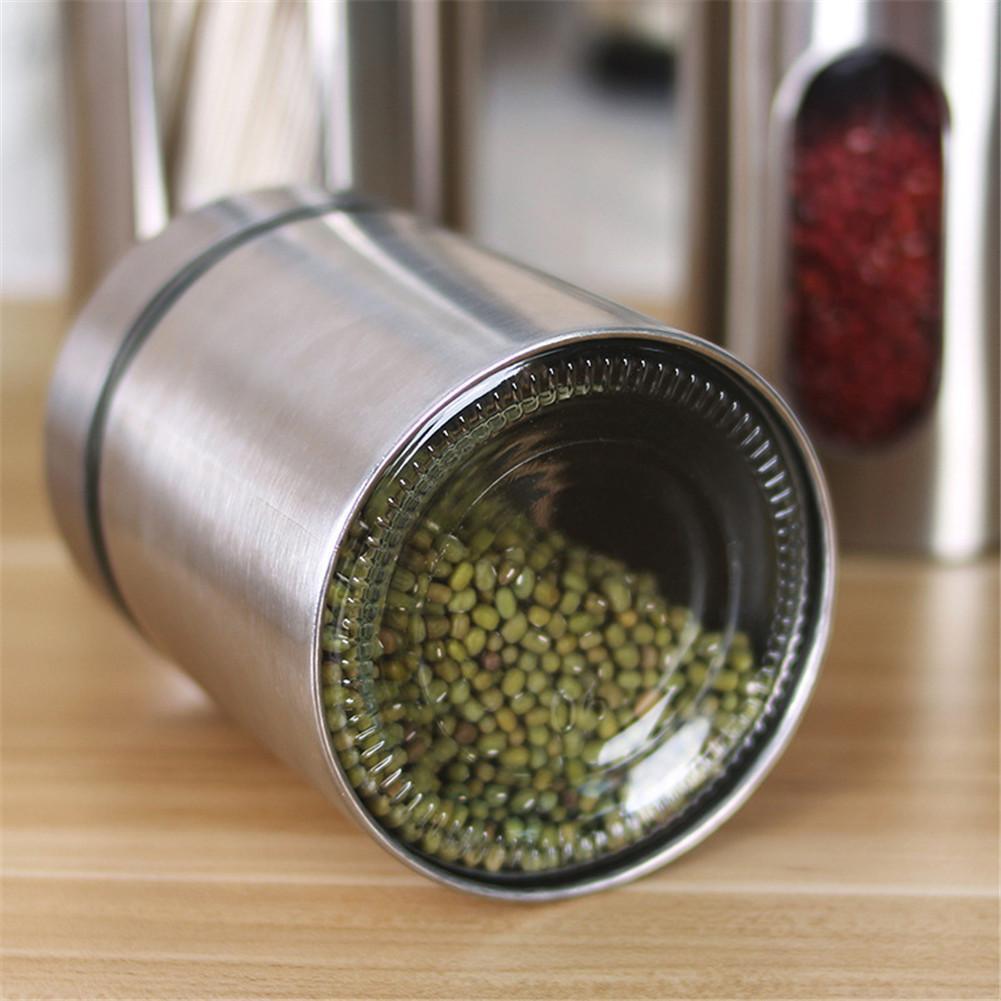 Rustfritt stål oppbevaringsboks krukke te kaffe sukker kjøkken glass beholder container kjøkken sortering arrangør