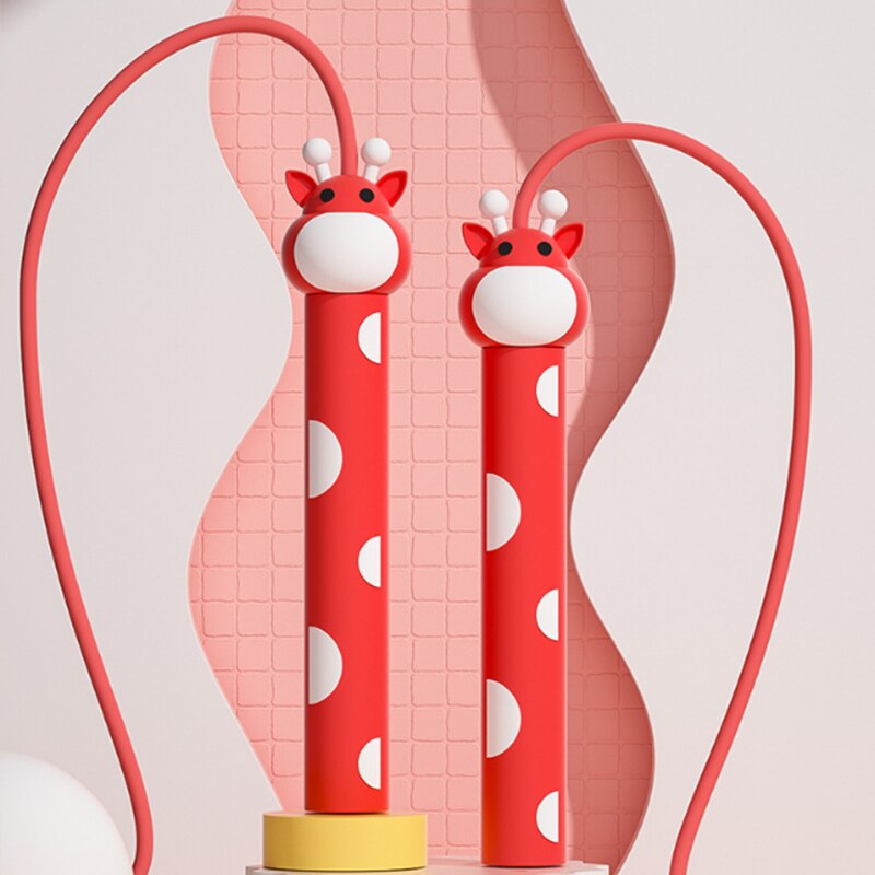 Jump Rope For Kids Child Skipping Rope Cartoon Children PVC Adjustable Exercise School Workout Equipment Kerlily: Red giraffe