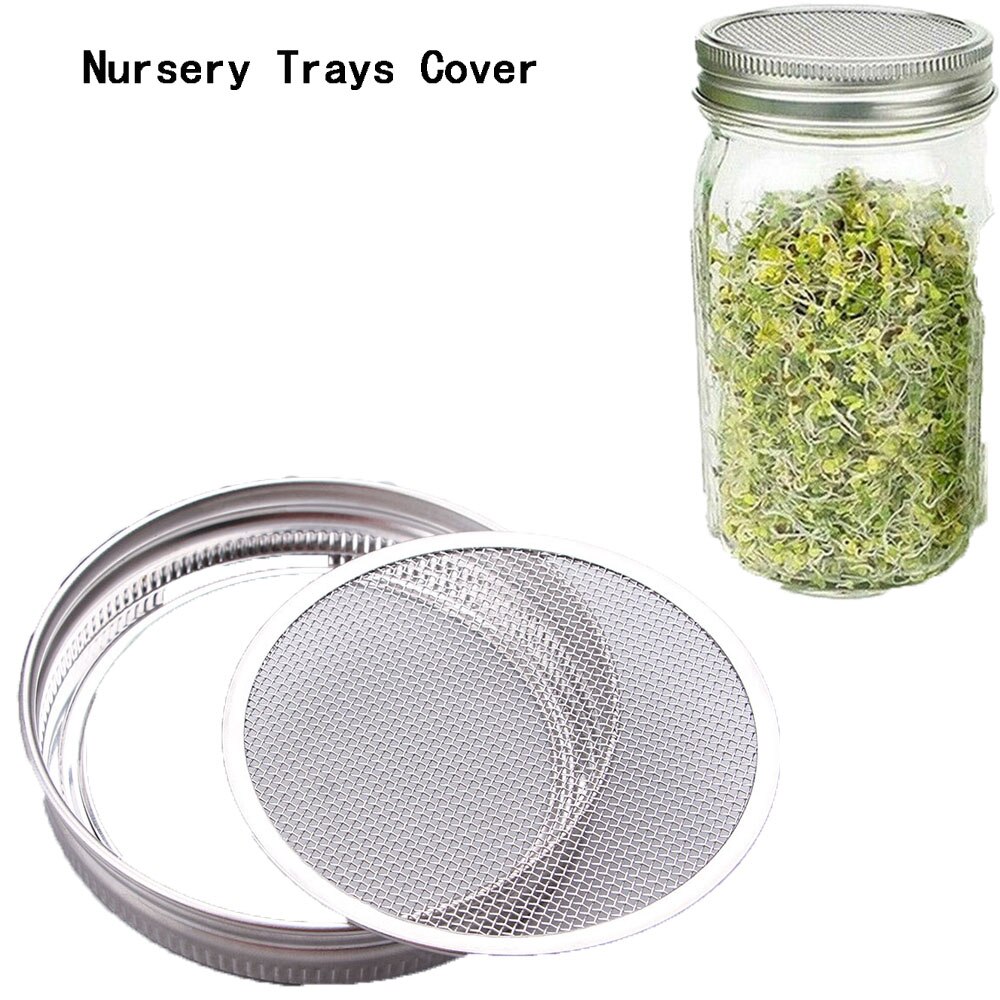1 Set Stainless Steel Seed Growing Sprouting Mesh Screen Strainer Filter Wide Mouth Nursery Trays Cover Practical