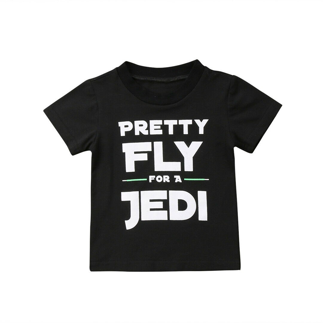 T-shirt manches courtes garçon | Jolie mouche imprimée Jedi, pour enfants