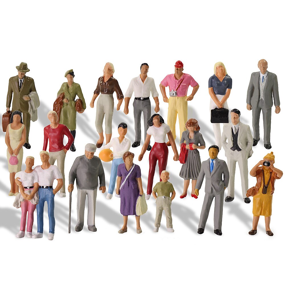 20 Pcs Alle Staande O Schaal 1:43 Geschilderde Figuren Passagiers Terug Thuis Desktop Decor Acryl Display Case P4307T