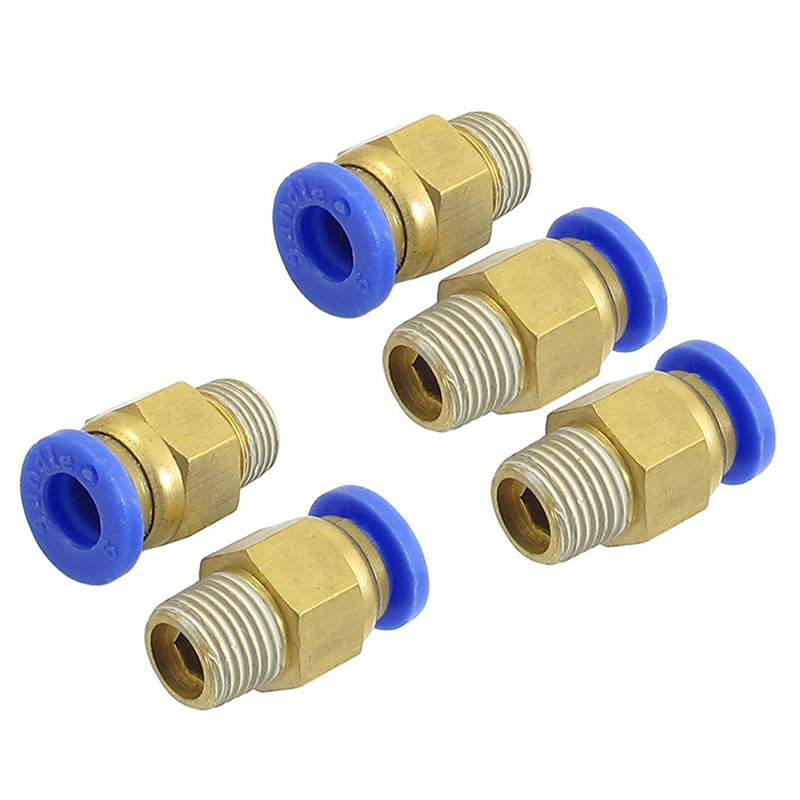 Universal 6mm 1/8'' PT Male Thread 5PCS Pneumatic Connector Joint Quick Fast Fittings