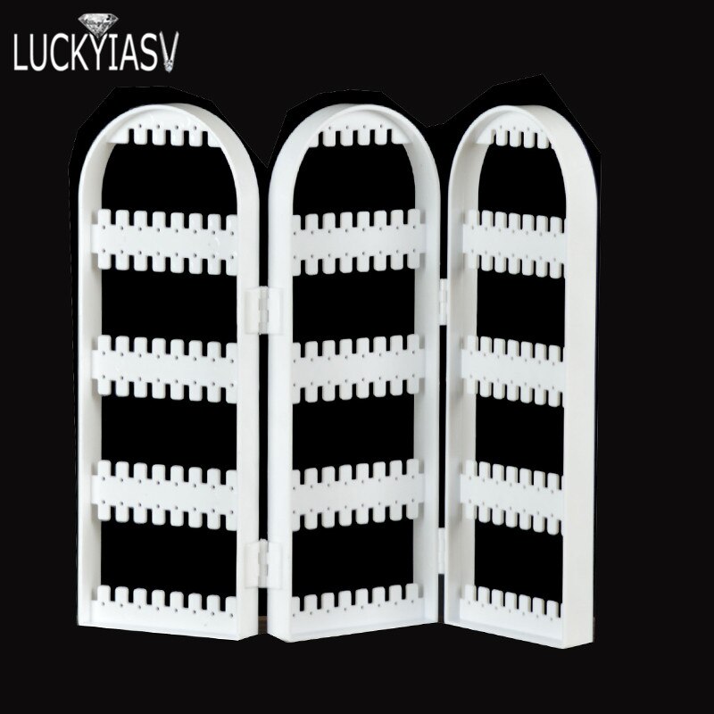 Bianco 120/180/240/360 fori di Plastica Orecchini Studs Display Cremagliera Pieghevole Schermo Orecchino Dei Monili Del Supporto Del Banco di Stoccaggio box: 3W-180 holes