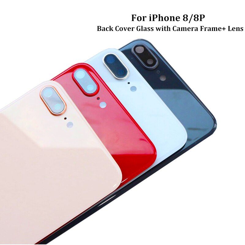 Substituição traseira capa para iphone 7plus 8 8plus traseira habitação quadro médio com bateria traseira porta vidro, preto branco vermelho ouro