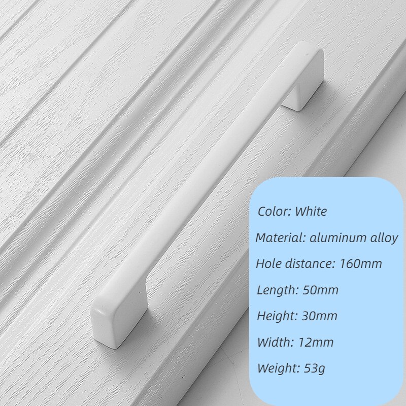 96mm 128mm 160mm 192mm Modern White Aluminum Alloy Cabinet Drawer Knobs Handles Kitchen Wardrobe Pulls Handles for Furniture