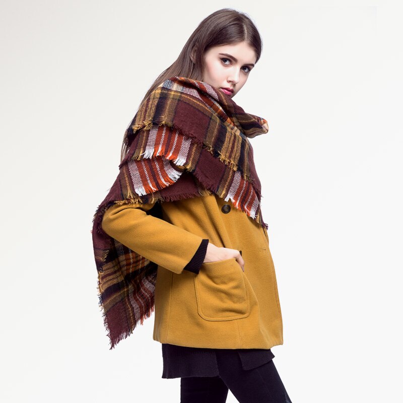 [VIANOSI] plaid sjaal vrouwen Thicken Zachte Winter sjaal Mode Sjaals DS033