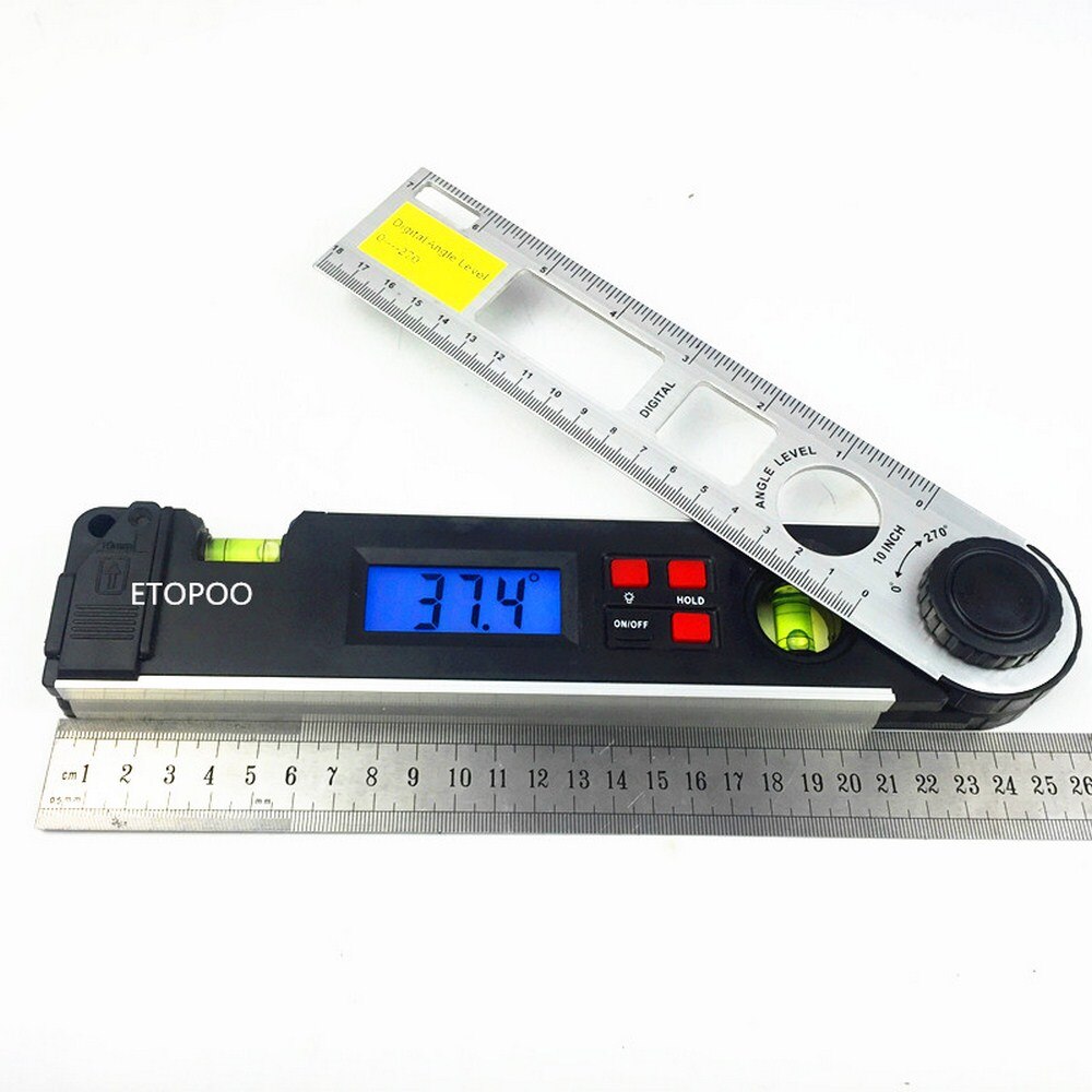 Digital Angle Finder LCD Display Protractor Angle Ruler 400mm/250mm Spirit Level Inclinometer Vertical Horizontal Bubble Ruler: 250mm