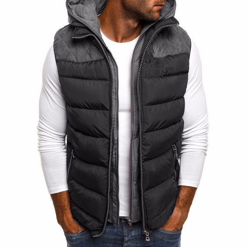 CYSINCOS hommes hiver coton gilets manteau à capuche hommes vêtements hommes Outwear hiver manteau Parkas hommes vestes gilet: A / Asian Size S