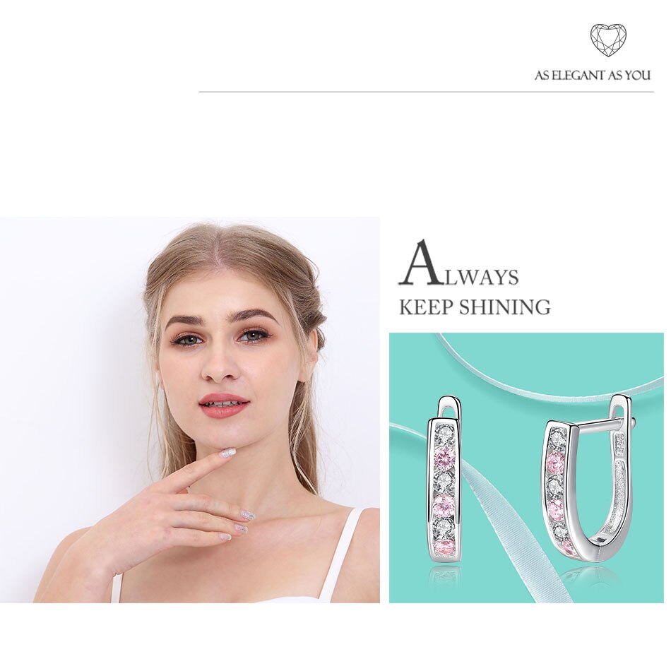 Belawang Pure 925 Sterling Silver Cubic Zirkoon Ronde Hoop Oorbellen Voor Vrouwen & Meisje Roze Oorbellen Sterling Zilveren Sieraden