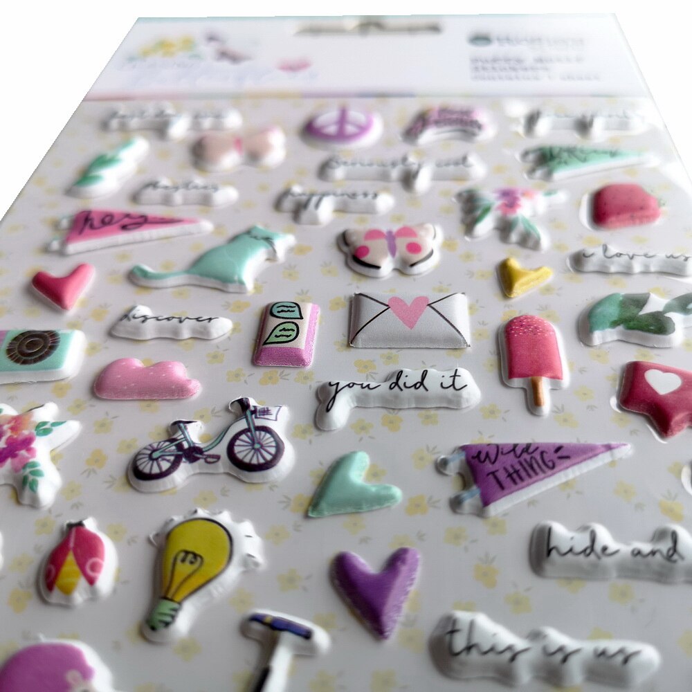 CRZCrafter Puffy Motif Stickers Embellishments Mini DIY Crafts Self Adhesive For Scrapbooking Cardmaking Journaling Decorations