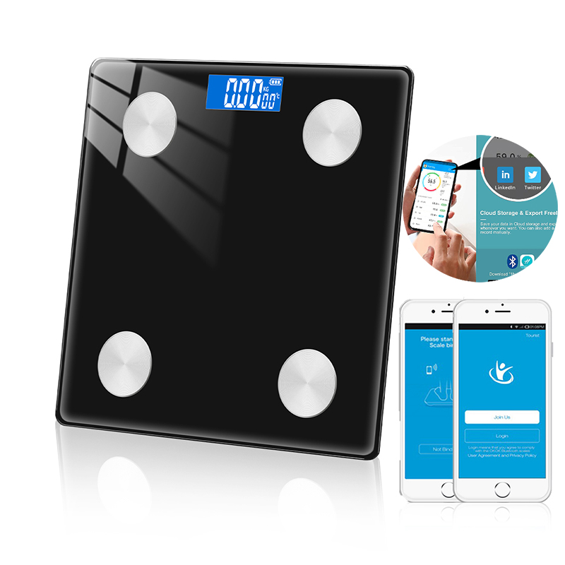 Bathroom Intelligent Weight Scale BMI Electronic with LED Bluetooth Balance Body Fat Analyzer Can Be Connected To Mobile Phone