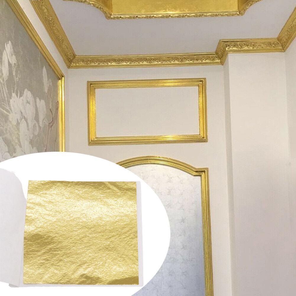 100pcs Slip Films DIY Gold Foil Paper Double Sided Decor Paper Sheets Leaf DIY Leaves Decoration Paper Gilding Crafts Desig W5E9