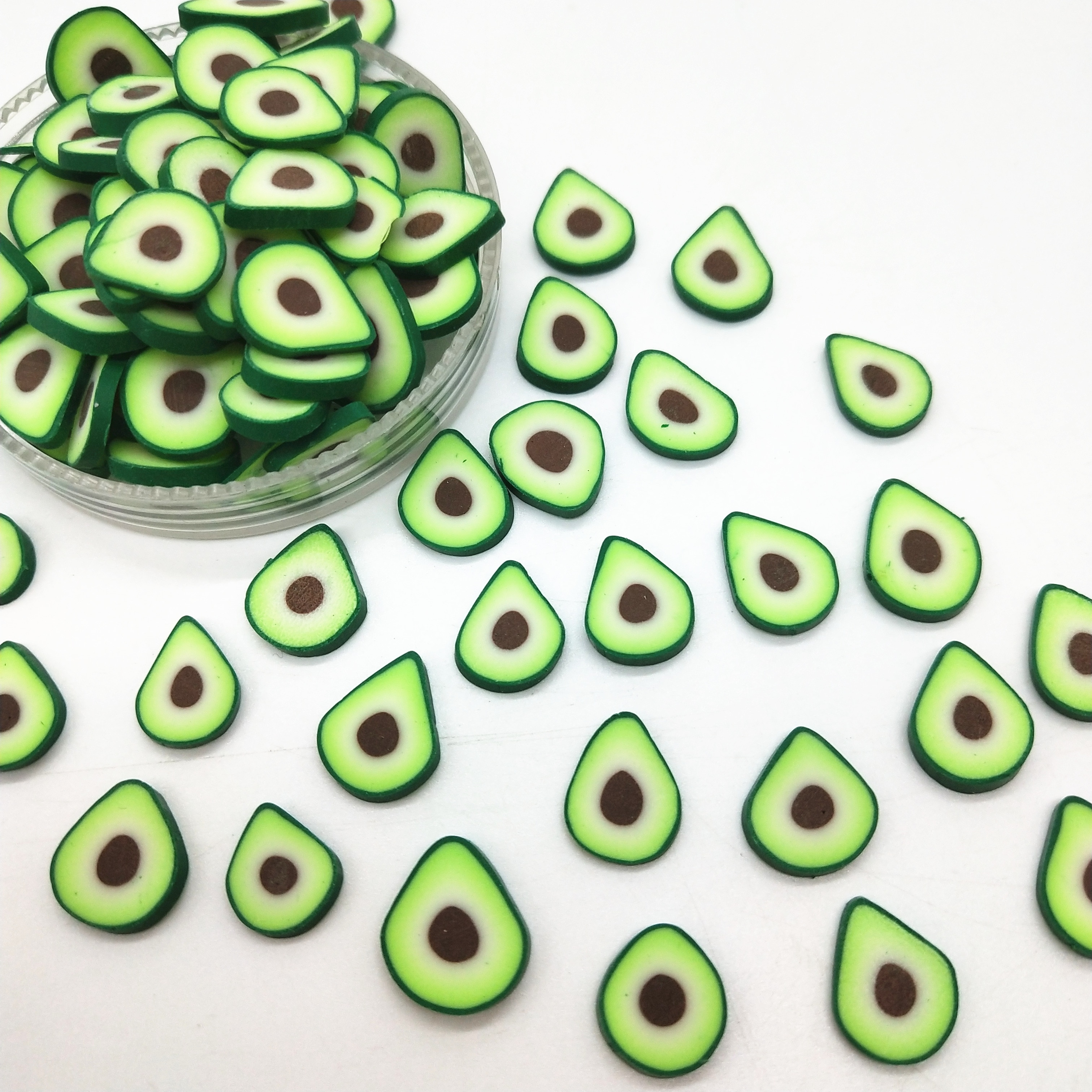 Arcilla polimérica de aguacate para manualidades, 20 g/lote, 1cm, fruta verde, pequeña, fruta de plástico, klei, partículas de barro