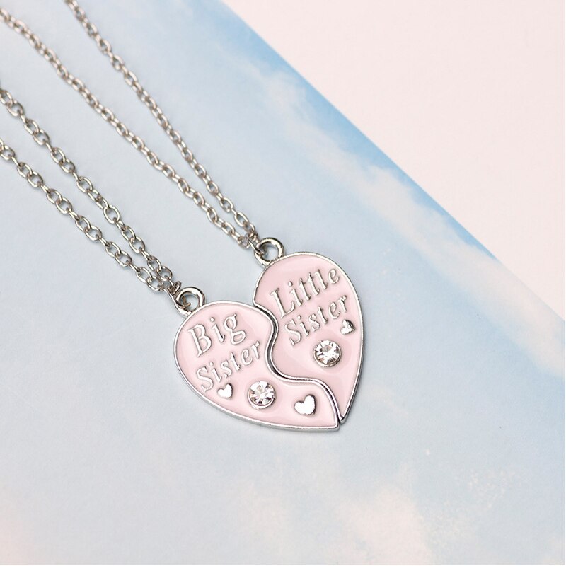 Collar con colgante de 2 piezas para Hermanas, joyería de rompecabezas de corazón roto, únicos, dijes, collares de pareja para hermana