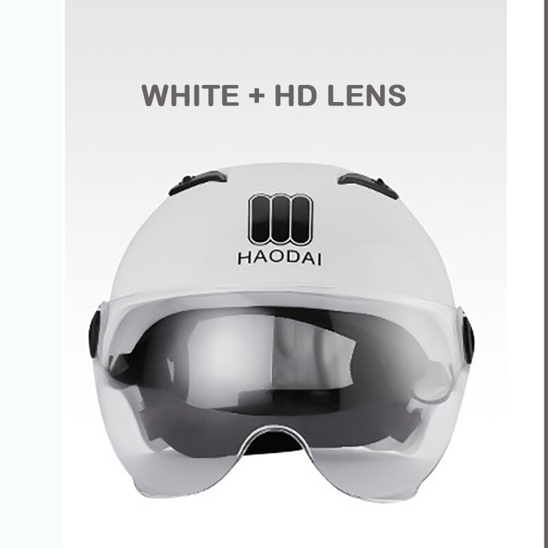 GOPLUS moto casques cyclisme vélo électrique casque Motocross demi casque lentille visières hommes femmes Scooter moto casque: white hd
