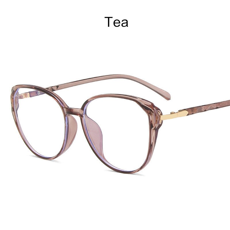 Anti-Blue Light Optical Myopia Eyeglasses Women Computer Prescription Glasses Classic Square Plastic Frame Tr90: Tea